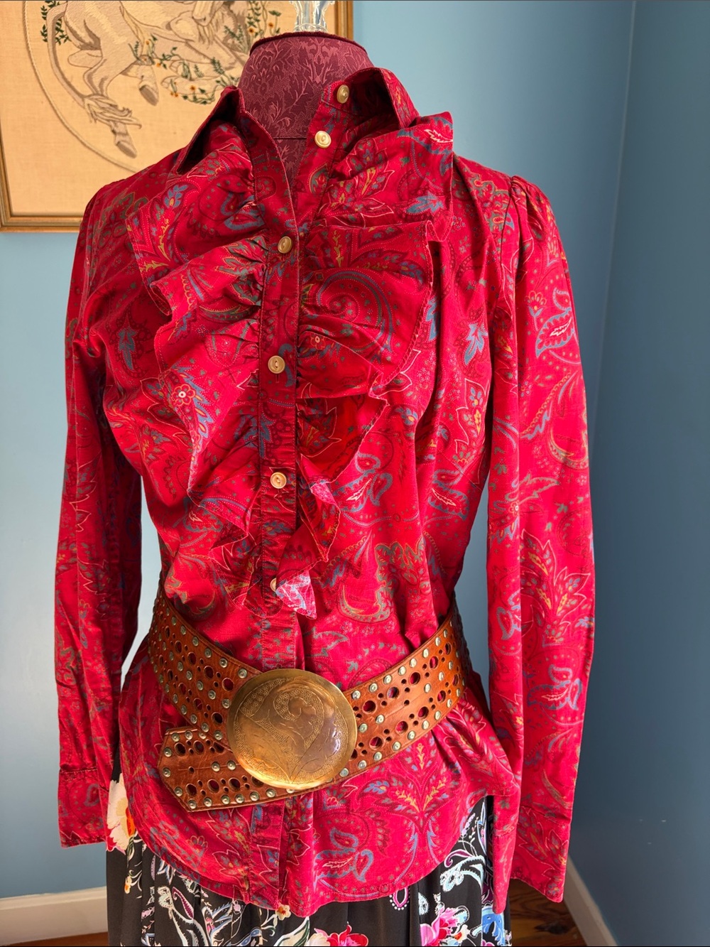 Red fitted raring to go Ralph Lauren top